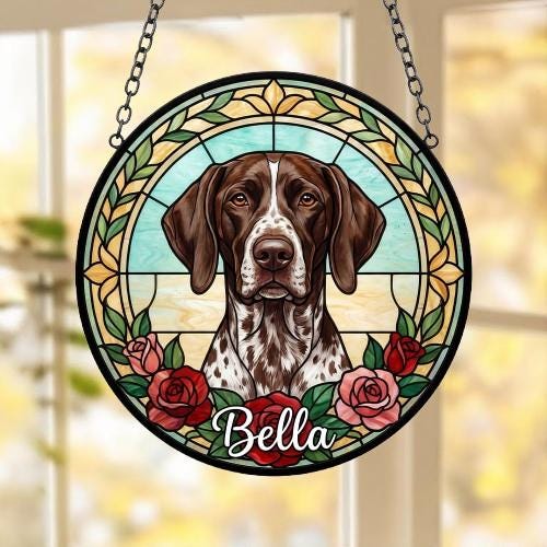 Custom GSP dog  Stained Glass Window Hanging, Dog Glass Suncatcher Decor, Stained Glass Window Hanging Decor, Gift For Dog Lover - image 5