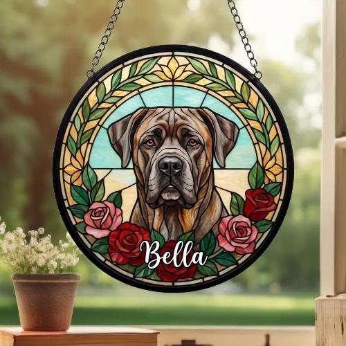Custom Cane Corso Stained Glass Window Hanging, Dog Glass Suncatcher Decor, Stained Glass Window Hanging Decor, Gift For Dog Lover - image 3