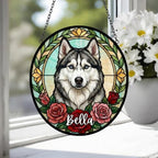 Custom Siberian Husky Stained Glass Window Hanging, Dog Glass Suncatcher Decor, Stained Glass Window Hanging Decor, Gift For Dog Lover - image 4