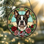 Custom Boston Terrier  Stained Glass Window Hanging, Dog Glass Suncatcher Decor, Stained Glass Window Hanging Decor, Gift For Dog Lover - image 2