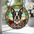 Custom Boston Terrier  Stained Glass Window Hanging, Dog Glass Suncatcher Decor, Stained Glass Window Hanging Decor, Gift For Dog Lover - image 3
