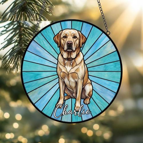 Custom Labrador Retriever Window Hanging Suncatcher, Dog Name Suncatcher Decor, Stained Glass Window Hanging Decoration, Gift For Dog Lover - image 2