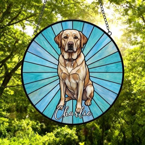 Custom Labrador Retriever Window Hanging Suncatcher, Dog Name Suncatcher Decor, Stained Glass Window Hanging Decoration, Gift For Dog Lover - image 5