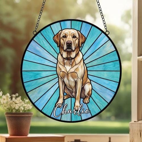 Custom Labrador Retriever Window Hanging Suncatcher, Dog Name Suncatcher Decor, Stained Glass Window Hanging Decoration, Gift For Dog Lover - image 3
