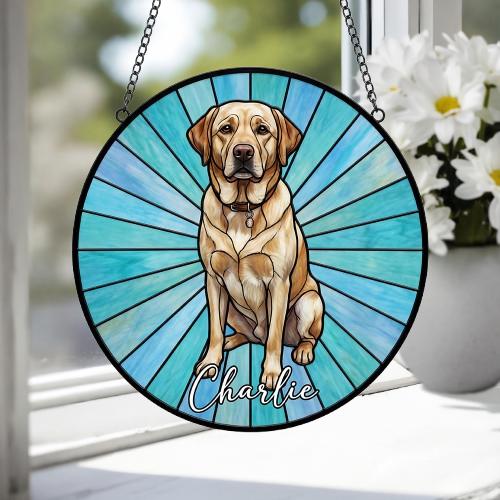 Custom Labrador Retriever Window Hanging Suncatcher, Dog Name Suncatcher Decor, Stained Glass Window Hanging Decoration, Gift For Dog Lover - image 4