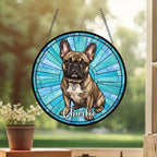 Custom French Bulldog Window Hanging Suncatcher, Dog Name Suncatcher Decor, Stained Glass Window Hanging Decoration, Gift For Dog Lover