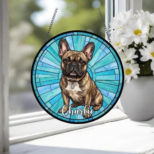 Custom French Bulldog Window Hanging Suncatcher, Dog Name Suncatcher Decor, Stained Glass Window Hanging Decoration, Gift For Dog Lover - image 3