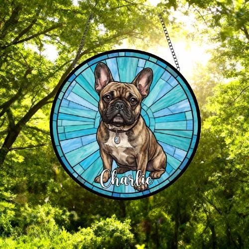 Custom French Bulldog Window Hanging Suncatcher, Dog Name Suncatcher Decor, Stained Glass Window Hanging Decoration, Gift For Dog Lover - image 4