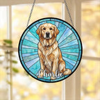 Custom Golden Retriever Window Hanging Suncatcher, Dog Name Suncatcher Decor, Stained Glass Window Hanging Decoration, Gift For Dog Lover