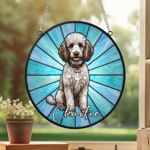 Custom Poodle Window Hanging Suncatcher, Dog Name Suncatcher Decor, Stained Glass Window Hanging Decoration, Gift For Dog Lover - image 3