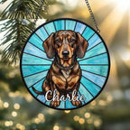 Custom Dachshund Window Hanging Suncatcher, Dog Name Suncatcher Decor, Stained Glass Window Hanging Decoration, Gift For Dog Lover - image 2