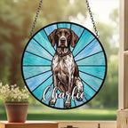 Custom Shorthaired Pointer Window Hanging Suncatcher, Dog Name Suncatcher Decor, Stained Glass Window Hanging Decoration, Gift For Dog Lover