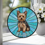Custom Yorkshire Terrier Window Hanging Suncatcher, Dog Name Suncatcher Decor, Stained Glass Window Hanging Decoration, Gift For Dog Lover - image 3