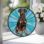 Custom Doberman Pinscher Window Hanging Suncatcher, Dog Name Suncatcher Decor, Stained Glass Window Hanging Decoration, Gift For Dog Lover - image 4