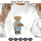 Teddy Bear Baker Embroidery Design, Baking and Cooking Bear Embroidery File, Pastry Chef Machine File, Fashion Bear, Digital Download - image 3