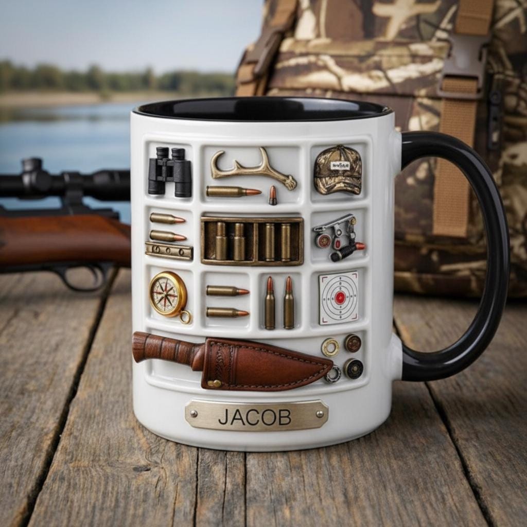 Personalized Hunting Mug, Custom Name Hunting Coffee Cup, Hunter Gift, Outdoor Hobby Mugs - image 2