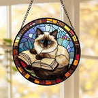 Custom Stained Glass Window Hanging Ragdoll  Cat Reading ,  Sun Catcher Home Decor,  Lost Pets Gift - image 5