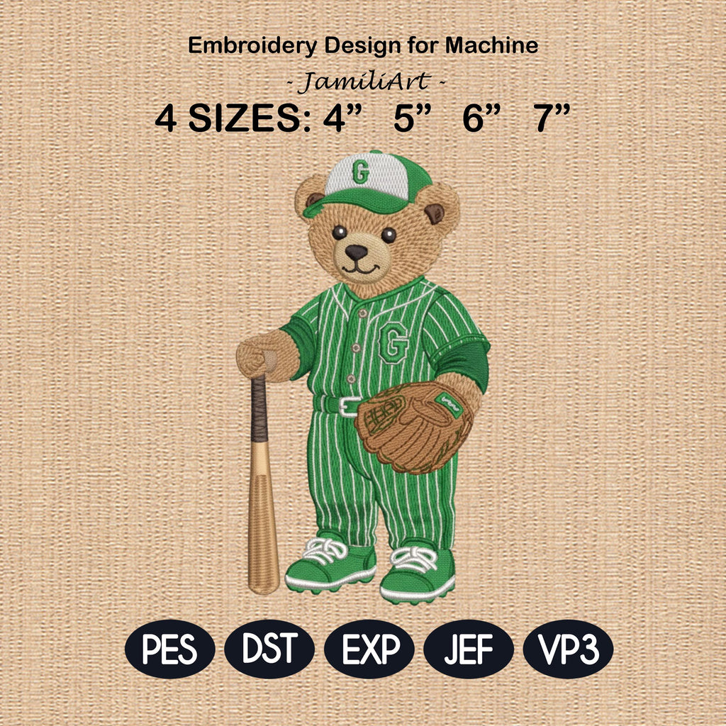 Baseball Bear Embroidery Design, Fashion Bear Embroidery File, Cute Football Teddy, Cozy Game Day Embroidery, Sport Bear Embroidery Design