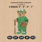 Baseball Bear Embroidery Design, Fashion Bear Embroidery File, Cute Football Teddy, Cozy Game Day Embroidery, Sport Bear Embroidery Design