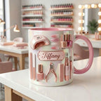 Personalized Nail Tech Mug, Faux 3D Effect, Nail Artist Gift