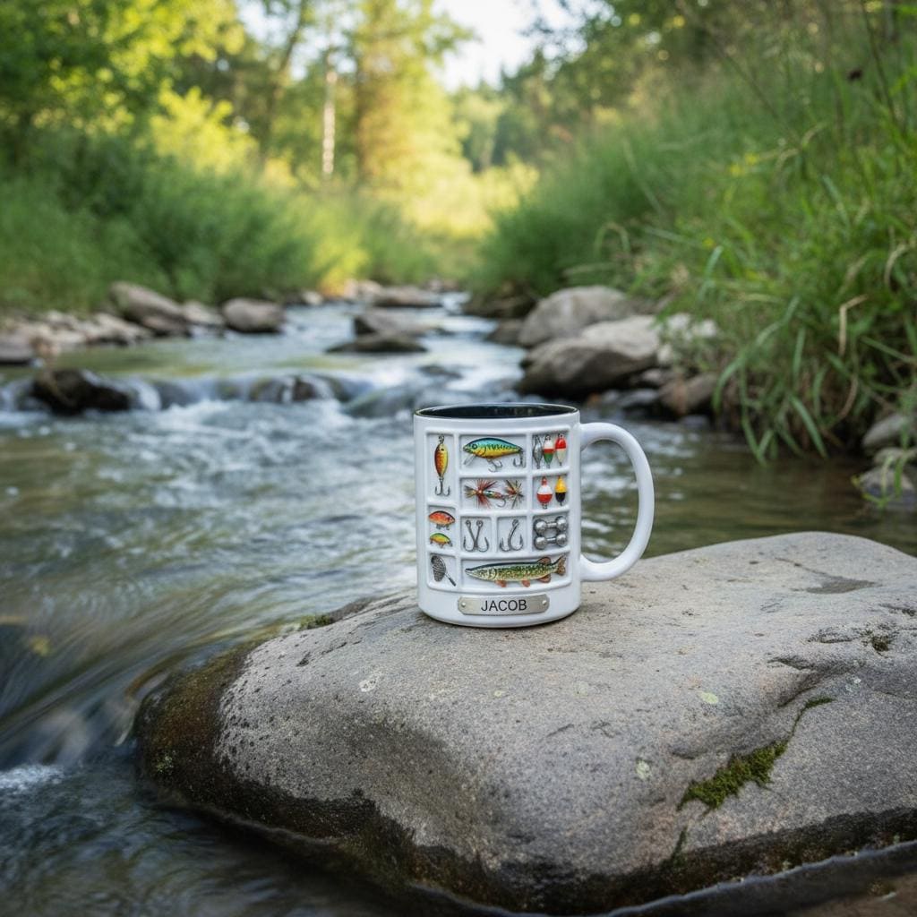 Custom Name Fishing Mug, Personalized Fishing Coffee Cup, Gift for Husband, Boyfriend, Outdoor Hobby Cups - image 2