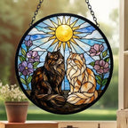 Custom Persian cat  Couple Stained Glass Suncatcher, Cat Glass Window Hanging Art, Pet Keepsake Glass Sun Catcher, Gifts for Cat Lover - image 3