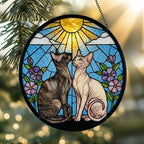 Custom Sphynx cat  Couple Stained Glass Suncatcher, Cat Glass Window Hanging Art, Pet Keepsake Glass Sun Catcher,Memorial Gifts - image 2