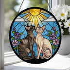 Custom Sphynx cat  Couple Stained Glass Suncatcher, Cat Glass Window Hanging Art, Pet Keepsake Glass Sun Catcher,Memorial Gifts - image 3