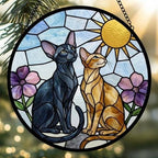 Custom Oriental Shorthair Couple Stained Glass Suncatcher,Cat Glass Window Hanging Art, Pet Keepsake Glass Sun Catcher,Memorial Gifts - image 2