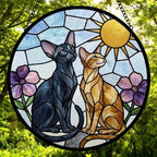 Custom Oriental Shorthair Couple Stained Glass Suncatcher,Cat Glass Window Hanging Art, Pet Keepsake Glass Sun Catcher,Memorial Gifts - image 5