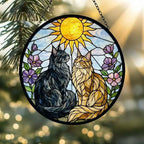 Custom Norwegian Forest Couple Stained Glass Suncatcher,Cat Glass Window Hanging Art, Pet Keepsake Glass Sun Catcher,Memorial Gifts - image 2