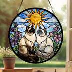 Custom Birman Cat Couple Stained Glass Suncatcher, Cat Glass Window Hanging Art, Pet Keepsake Glass Sun Catcher,Memorial Gifts for Cat Lover - image 3