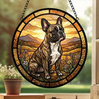 Custom French Bulldog Stained Glass Suncatcher,  Pet Lover Gift, Housewarming Gift, Window Hangings