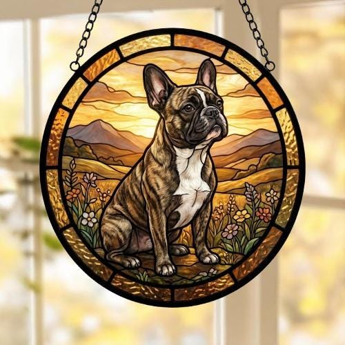 Custom French Bulldog Stained Glass Suncatcher,  Pet Lover Gift, Housewarming Gift, Window Hangings - image 5