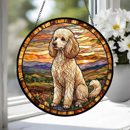 Custom Poodle dog Stained Glass Suncatcher,  Pet Lover Gift, Housewarming Gift, Window Hangings - image 3