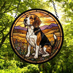 Custom Beagle dog Stained Glass Suncatcher,  Pet Lover Gift, Housewarming Gift, Window Hangings