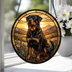 Custom Rottweiler dog Stained Glass Suncatcher,  Pet Lover Gift, Housewarming Gift, Window Hangings - image 4