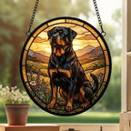 Custom Rottweiler dog Stained Glass Suncatcher,  Pet Lover Gift, Housewarming Gift, Window Hangings - image 3