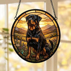 Custom Rottweiler dog Stained Glass Suncatcher,  Pet Lover Gift, Housewarming Gift, Window Hangings