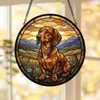 Custom Dachshund dog Stained Glass Suncatcher,  Pet Lover Gift, Housewarming Gift, Window Hangings