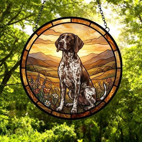 Custom German Shorthaired Pointer dog Stained Glass Suncatcher,  Pet Lover Gift, Housewarming Gift, Window Hangings - image 4