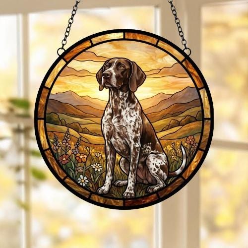 Custom German Shorthaired Pointer dog Stained Glass Suncatcher,  Pet Lover Gift, Housewarming Gift, Window Hangings - image 5