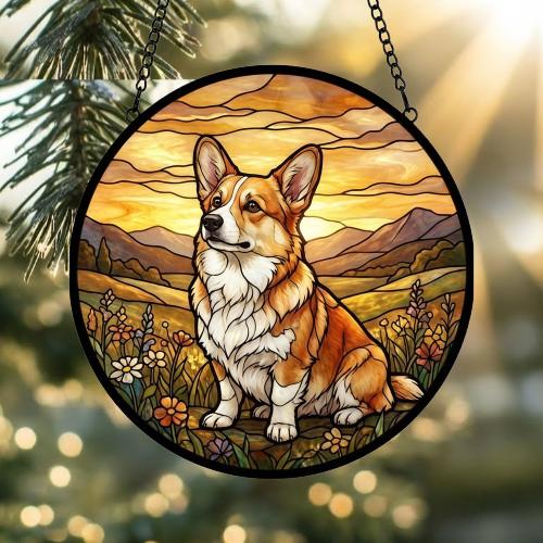 Custom Pembroke Welsh Corgi dog Stained Glass Suncatcher,  Pet Lover Gift, Housewarming Gift, Window Hangings - image 2
