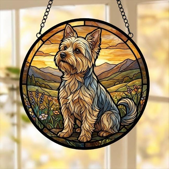 Custom Yorkshire Terrier dog Stained Glass Suncatcher,  Pet Lover Gift, Housewarming Gift, Window Hangings