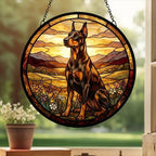 Custom Doberman Pinscher dog Stained Glass Suncatcher,  Pet Lover Gift, Housewarming Gift, Window Hangings
