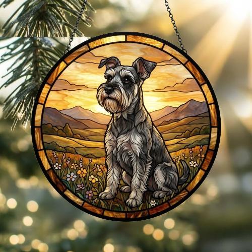 Custom Miniature Schnauzer dog Stained Glass Suncatcher,  Pet Lover Gift, Housewarming Gift, Window Hangings - image 2