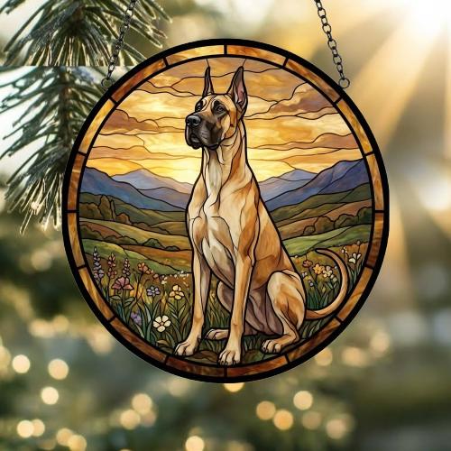 Custom Great Dane dog Stained Glass Suncatcher,  Pet Lover Gift, Housewarming Gift, Window Hangings - image 2