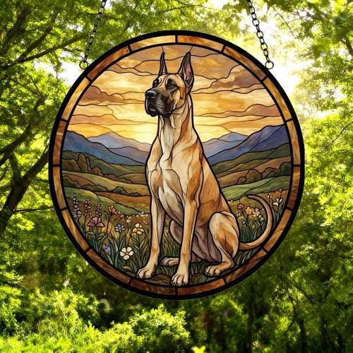 Custom Great Dane dog Stained Glass Suncatcher,  Pet Lover Gift, Housewarming Gift, Window Hangings - image 5