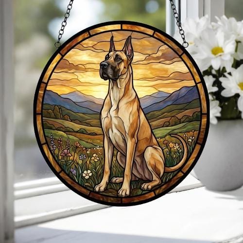 Custom Great Dane dog Stained Glass Suncatcher,  Pet Lover Gift, Housewarming Gift, Window Hangings - image 4