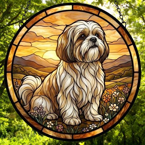 Custom Shih Tzu dog Stained Glass Suncatcher,  Pet Lover Gift, Housewarming Gift, Window Hangings - image 5
